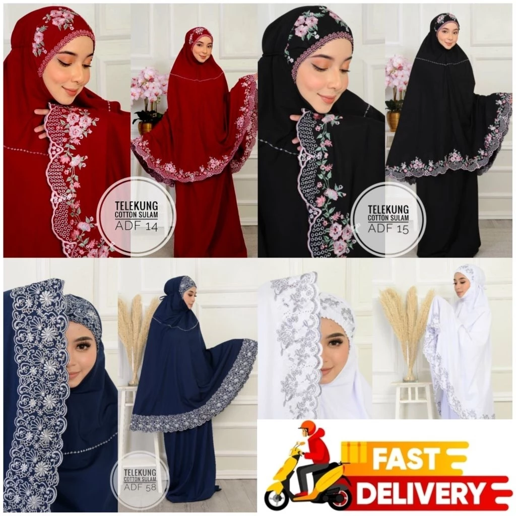 Telekung Cotton sulam telekung kerawang Fashion Baru Telekung Mura Telekung Kerawang Ready stock