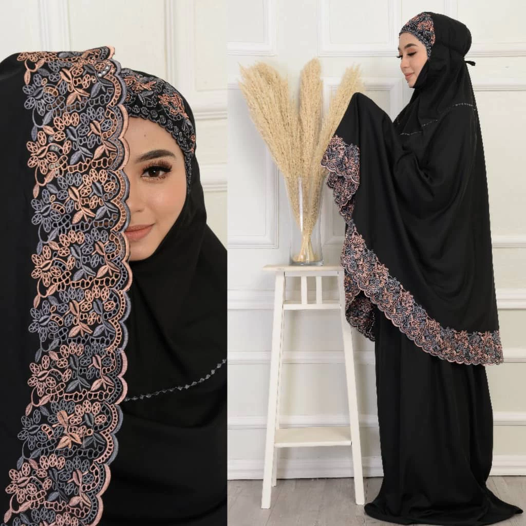 Telekung Cotton sulam telekung kerawang Fashion Baru Telekung Mura Telekung Kerawang Ready stock