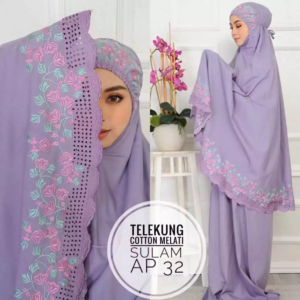 Telekung Cotton sulam telekung kerawang Fashion Baru Telekung Mura Telekung Kerawang Ready stock