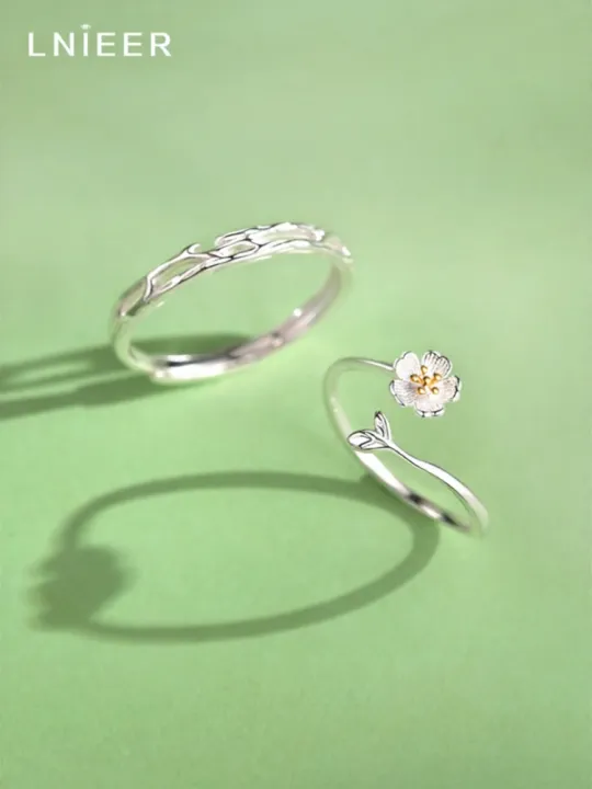 Lnieer | Couples Sterling Silver Ring Set Unique Design Gift for Girlfriend and Boyfriend