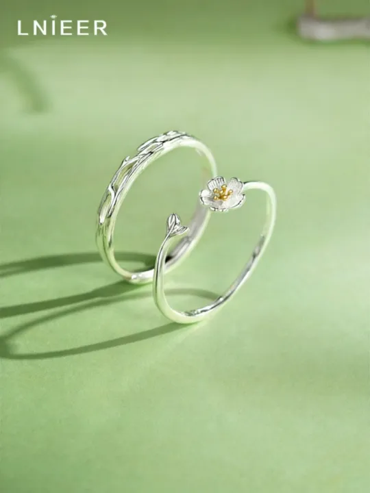 Lnieer | Couples Sterling Silver Ring Set Unique Design Gift for Girlfriend and Boyfriend