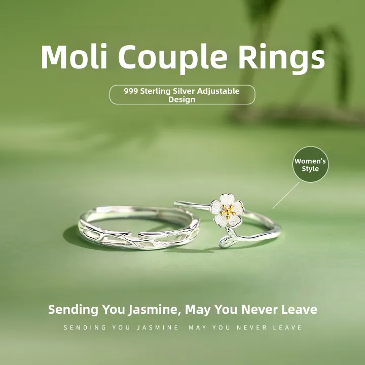 Lnieer | Couples Sterling Silver Ring Set Unique Design Gift for Girlfriend and Boyfriend