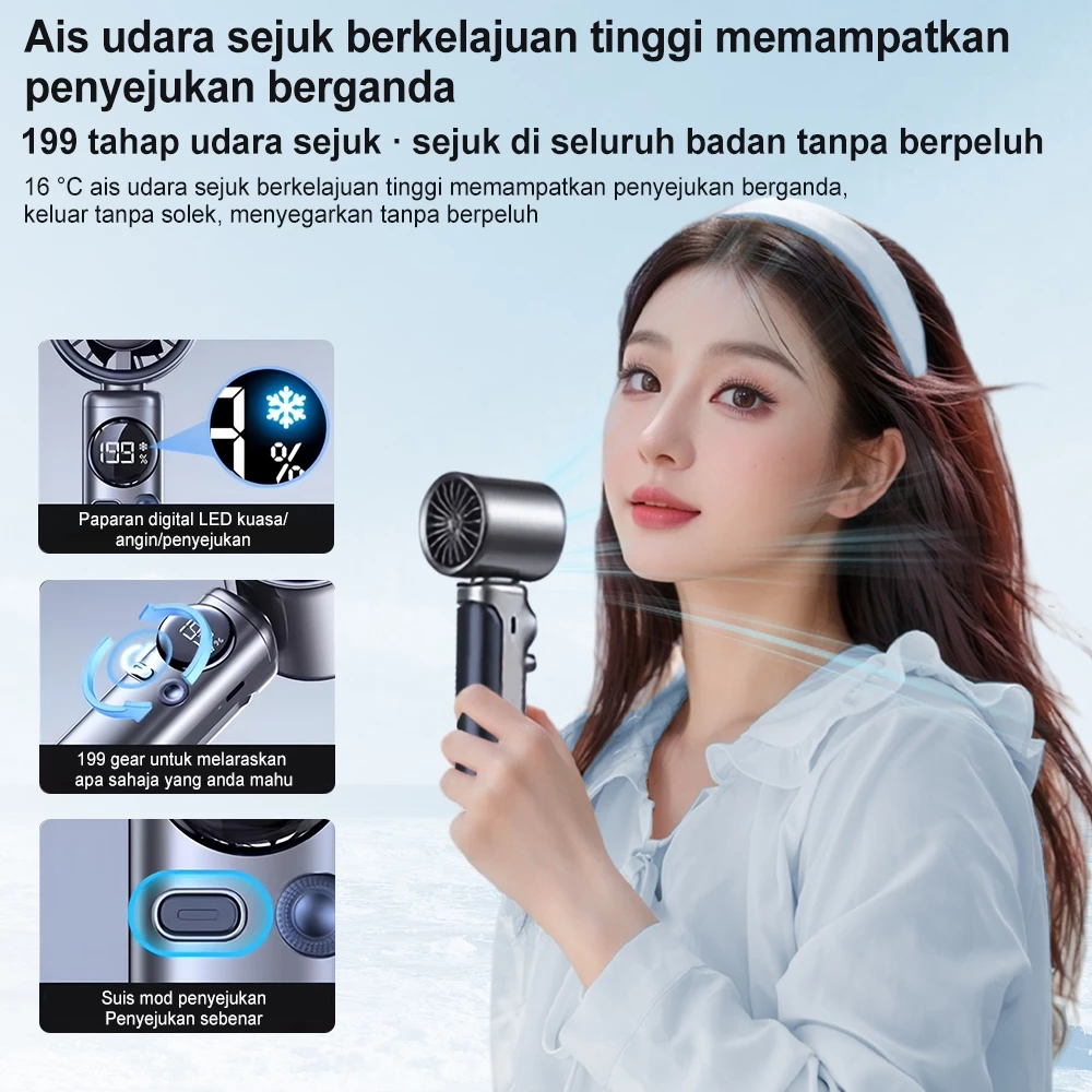 SIMMO Handheld Fan Kipas 199 Gear Adjustment Wind Cooler 4000mAh Battery Power Display Mobile Fan Portable Electric Fan