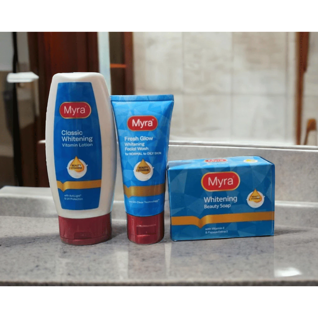 Myra Lotion Whitening Set of 3 Whitening Lotion, Facial Wash,Beauty Soap Bar