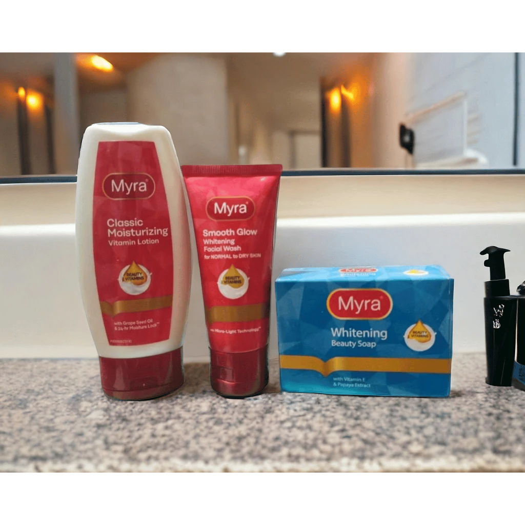 Myra Lotion Whitening Set of 3 Whitening Lotion, Facial Wash,Beauty Soap Bar