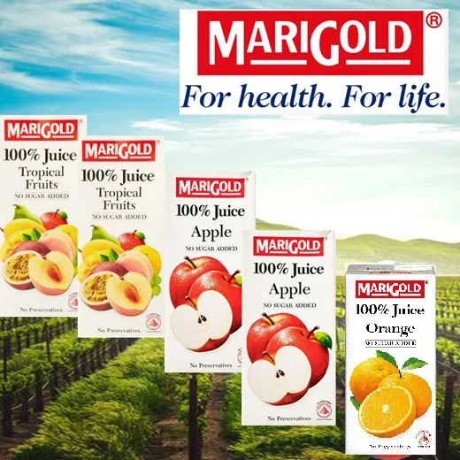 MARIGOLD 100% Fruit Juice 1ltr ( Orange / Apple / Tropical / Carrot & Mixed / Purple Viggie )