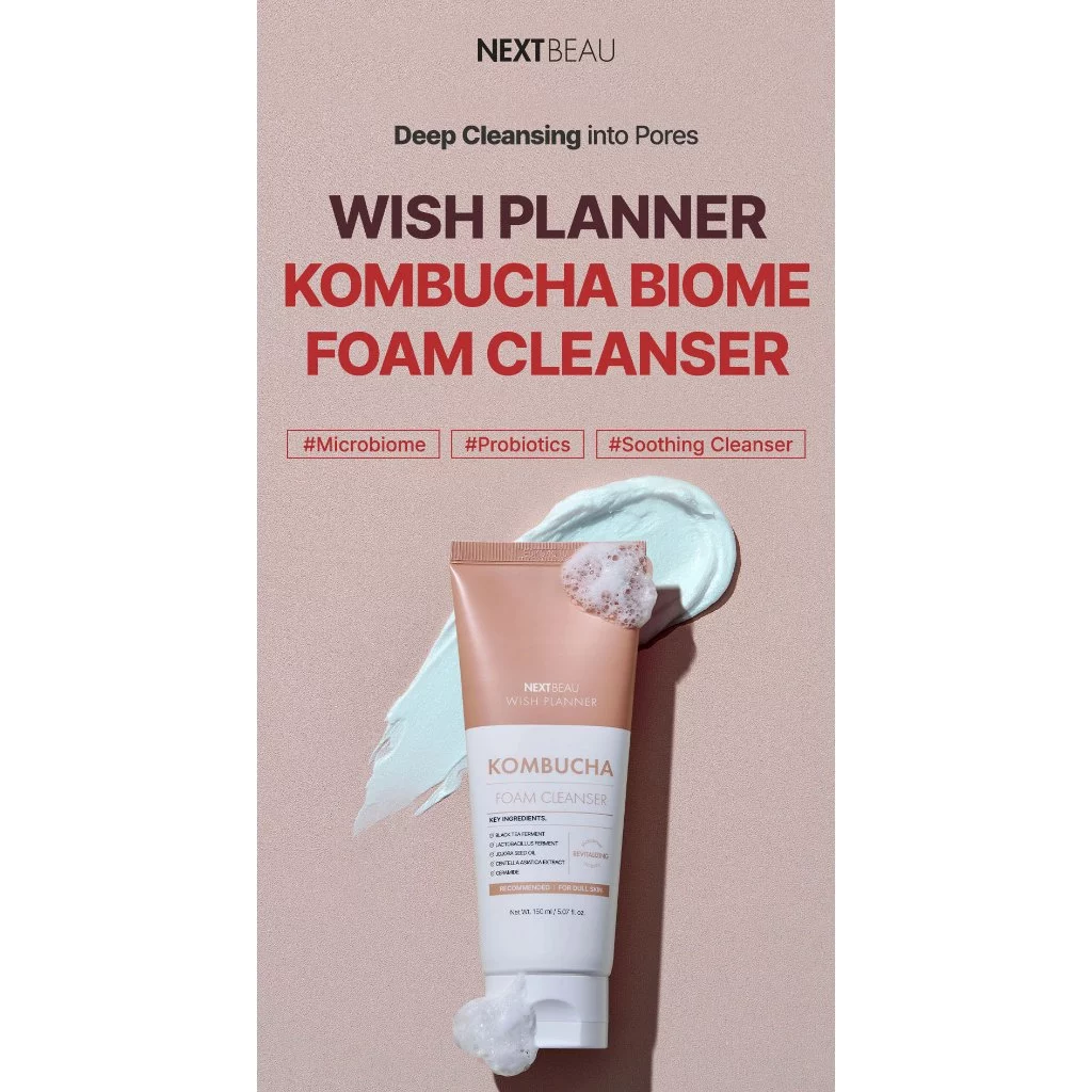 NEXTBEAU Wish Planner Kombucha Biome Series | Toner Ampoule Cream Sunscreen Cleansing Water Cleanser