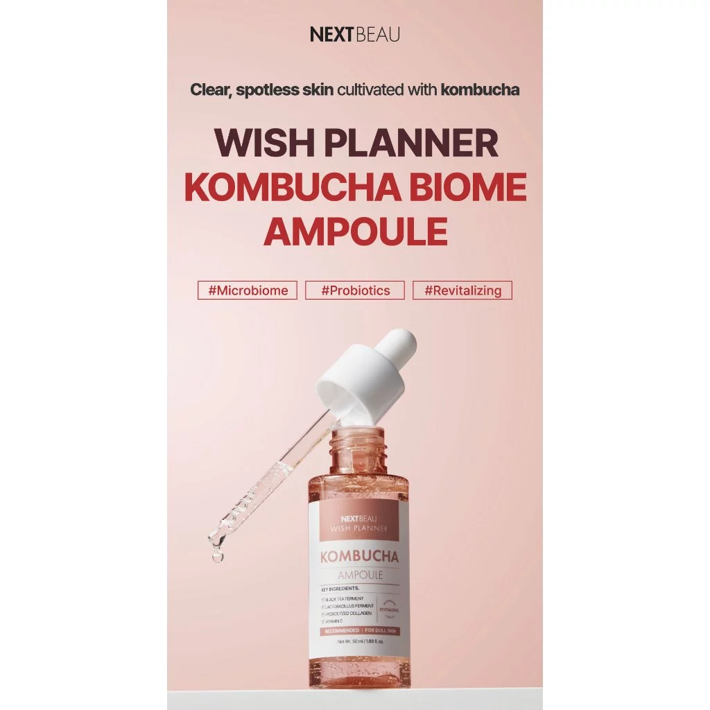 NEXTBEAU Wish Planner Kombucha Biome Series | Toner Ampoule Cream Sunscreen Cleansing Water Cleanser