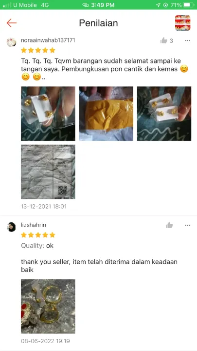 Buy 1 Free 1 Emas Bangkok Ear Stud /Hoop Subang Anting Gold Plated Randomly.