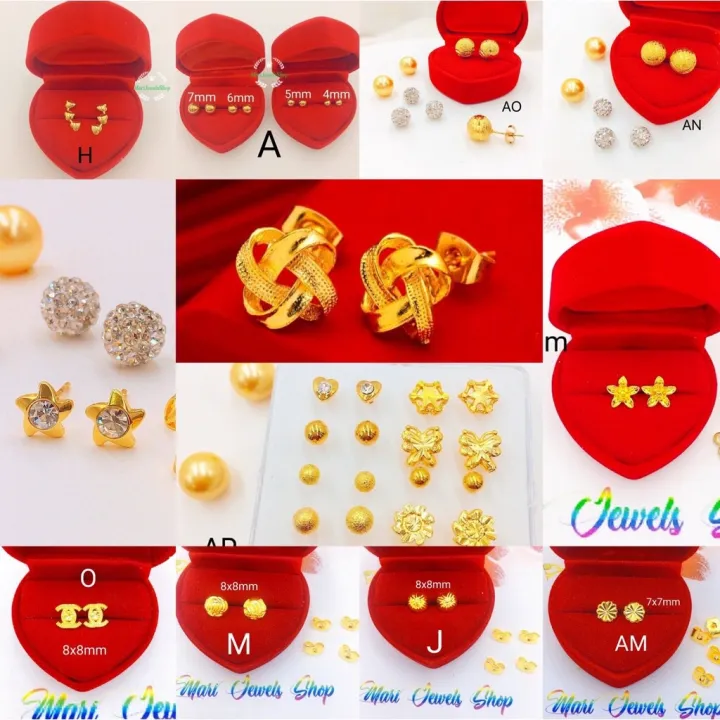 Buy 1 Free 1 Emas Bangkok Ear Stud /Hoop Subang Anting Gold Plated Randomly.