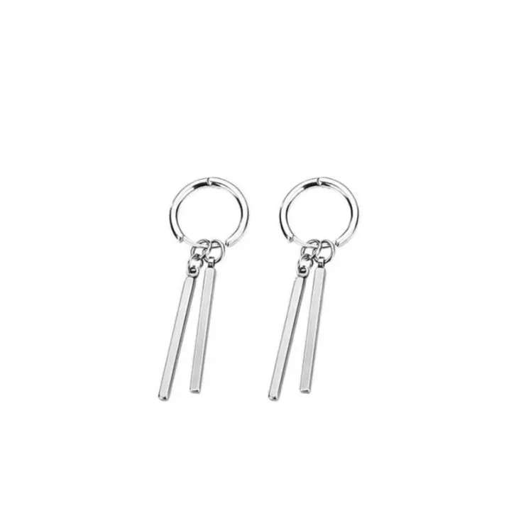 Fashion Punk Multilayer Round Double Stainless Steel Hoop Earrings for Men Hip Hop Party Earring Perforated Stud Mens Jewellery