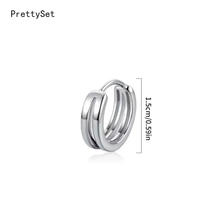 Fashion Punk Multilayer Round Double Stainless Steel Hoop Earrings for Men Hip Hop Party Earring Perforated Stud Mens Jewellery