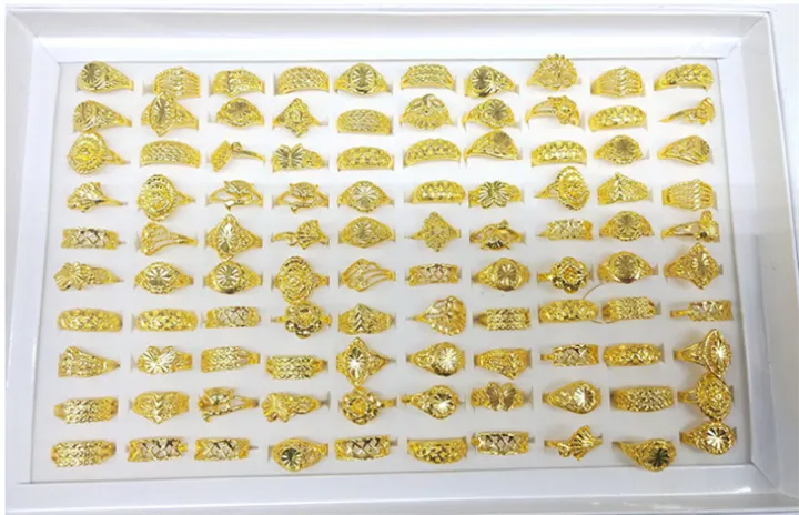 PrettySet 5 pcs Jewellery Ring Gold Plated 15 Design W92