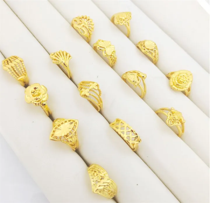 PrettySet 5 pcs Jewellery Ring Gold Plated 15 Design W92