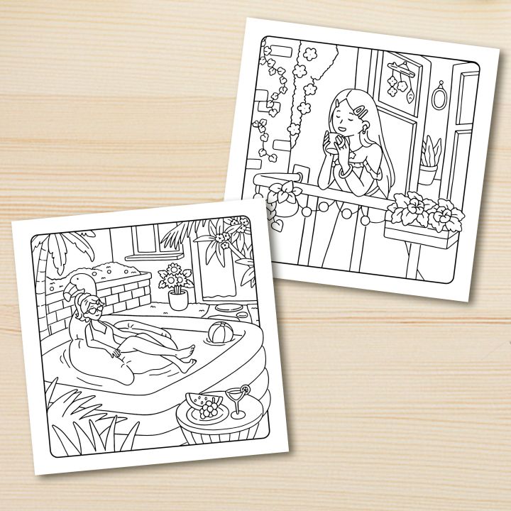Coloring Book for Adults Featuring Cute Cozy Daily Activities for Relaxation (Cozy Spaces Coloring)