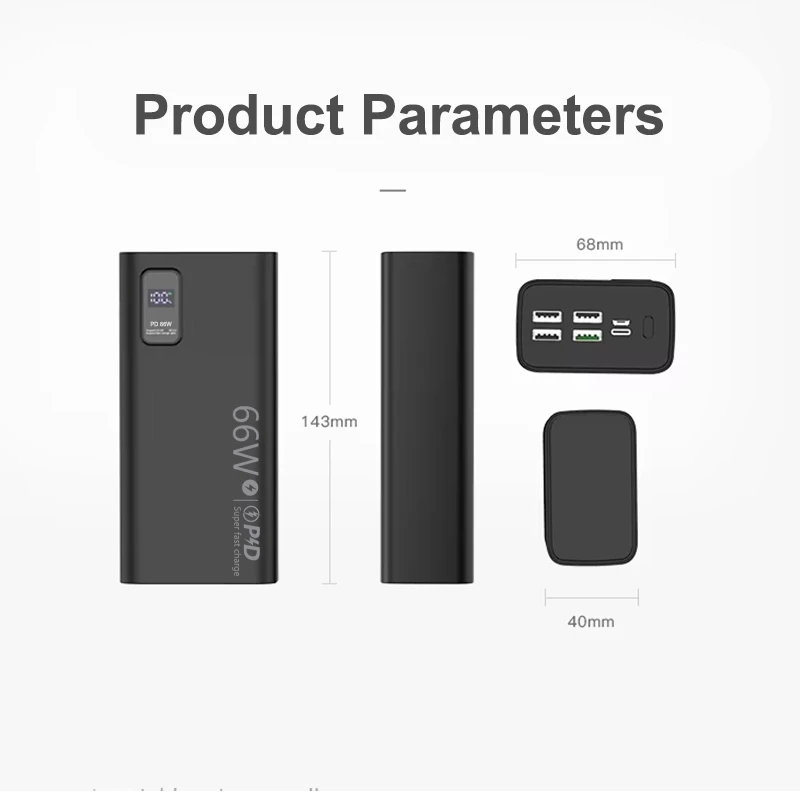 DOSEN Quality 66W Super Fast Charging Power Bank K7 Black/White QC 3.0Type-C Input USB (50000mAh/12000mAh/30000mah)