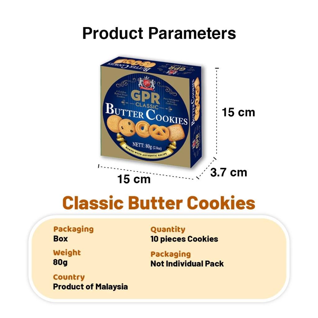 GPR Classic Butter Cookies (80g) Halal Butter Cookies - Raya Gift & Office Snacks