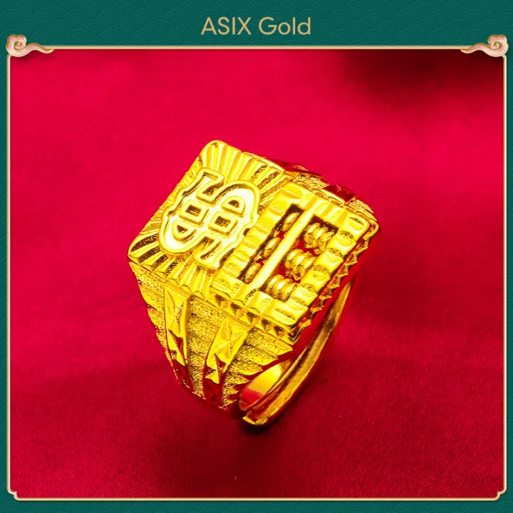 ASIX GOLD Ring for Men Fortune Lucky Big Ring Gold 916 Original Bangkok Gold