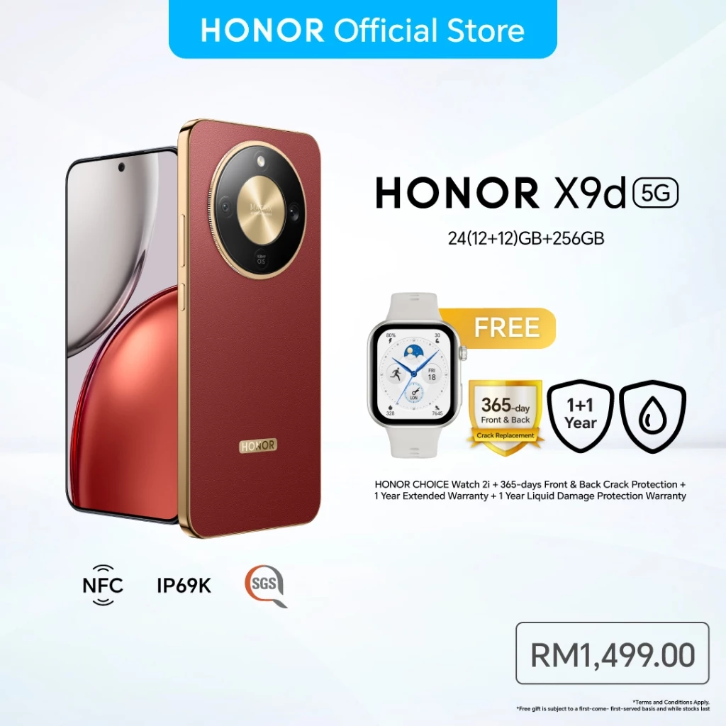 [NEW]HONOR X9d 5G Smartphone 24(12+12)GB+256/512GB 108MP OIS+EIS | OLED | 8300 mAh Reverse Charge | IP69K | SGS Standard