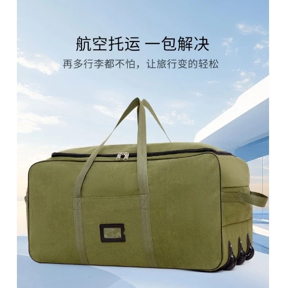 Large Capacity Suitcase Beg Baju 3Roda Trolley CANVAS Luggage Duffel Backpack Travel Bag Holiday Bags