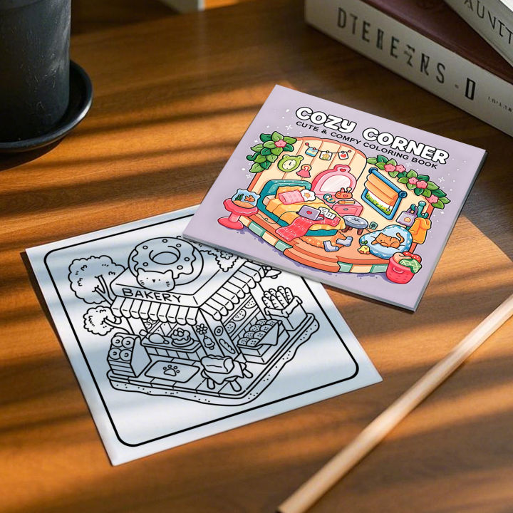 COZY CORNER CUTE & COMFY Coloring Book for Adults And Teens Featuring Educational Doodles Book For Relaxation