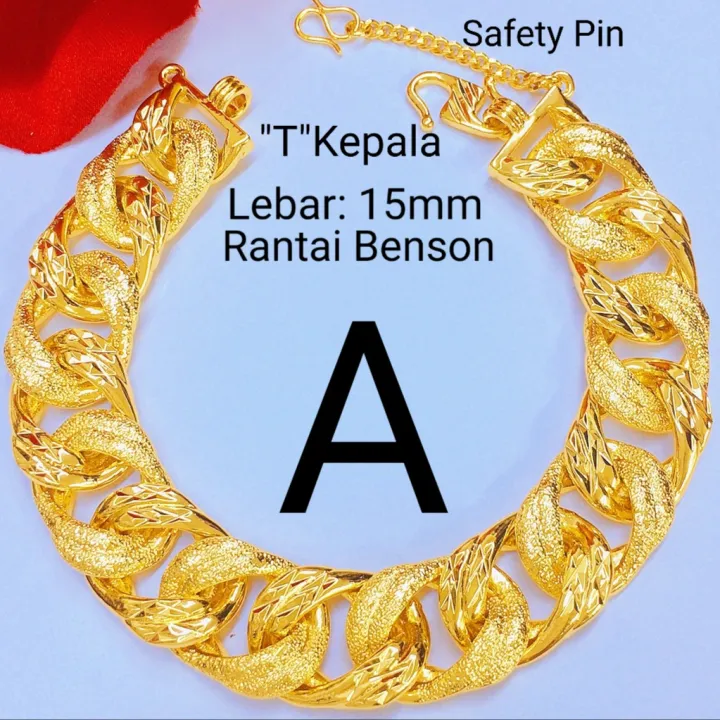 💢FREE COP 916💢(RT23) EMAS BANGKOK ADULT CURB BRACELET RANTAI TANGAN GELANG TANGAN BENSON/ LIPAN/ DONUT DEWASA 24K GOLD PLATED.