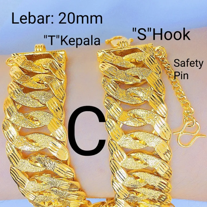 💢FREE COP 916💢(RT23) EMAS BANGKOK ADULT CURB BRACELET RANTAI TANGAN GELANG TANGAN BENSON/ LIPAN/ DONUT DEWASA 24K GOLD PLATED.