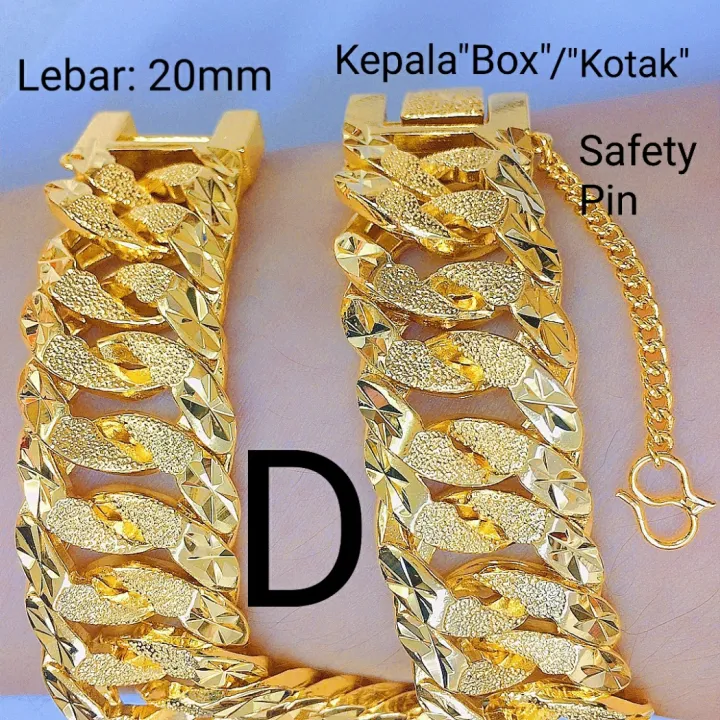 💢FREE COP 916💢(RT23) EMAS BANGKOK ADULT CURB BRACELET RANTAI TANGAN GELANG TANGAN BENSON/ LIPAN/ DONUT DEWASA 24K GOLD PLATED.