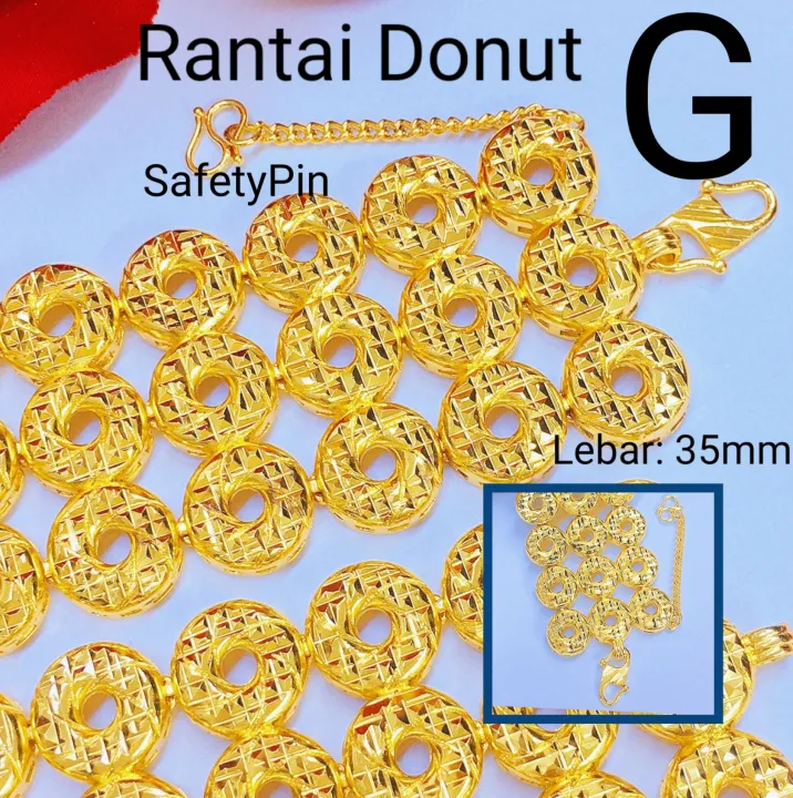 💢FREE COP 916💢(RT23) EMAS BANGKOK ADULT CURB BRACELET RANTAI TANGAN GELANG TANGAN BENSON/ LIPAN/ DONUT DEWASA 24K GOLD PLATED.