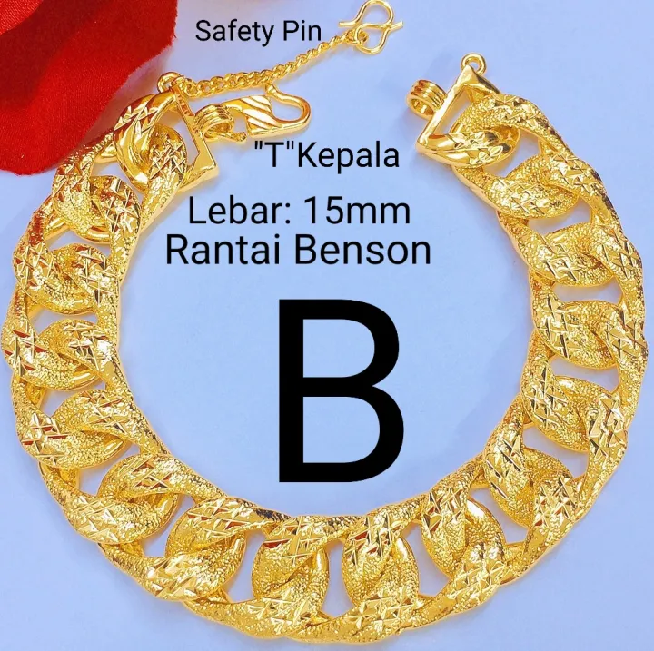 💢FREE COP 916💢(RT23) EMAS BANGKOK ADULT CURB BRACELET RANTAI TANGAN GELANG TANGAN BENSON/ LIPAN/ DONUT DEWASA 24K GOLD PLATED.