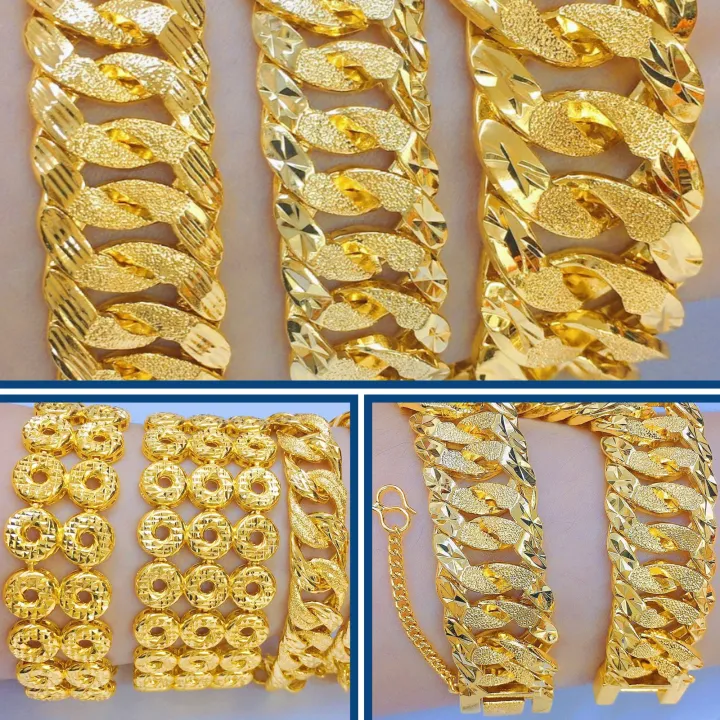 💢FREE COP 916💢(RT23) EMAS BANGKOK ADULT CURB BRACELET RANTAI TANGAN GELANG TANGAN BENSON/ LIPAN/ DONUT DEWASA 24K GOLD PLATED.