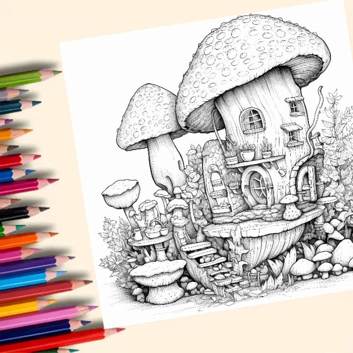 Picture Books for Adults: Coloring Books Fantastic Tree House 20 Page The Perfect Gift for A Multi-colored Pencil Art Party