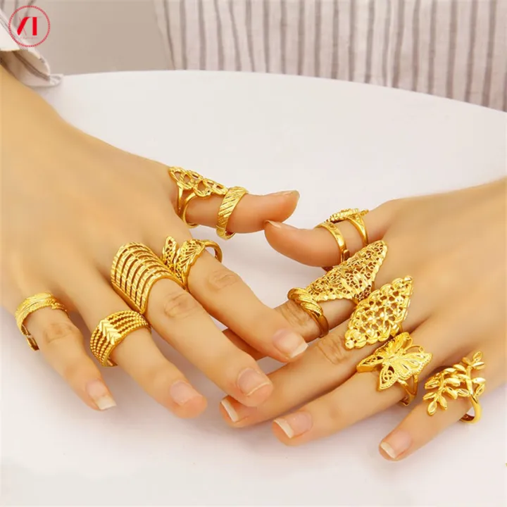 XT Jewellery Korea 24k Ring Fashion Woman Gold Plated Adjustable wedding