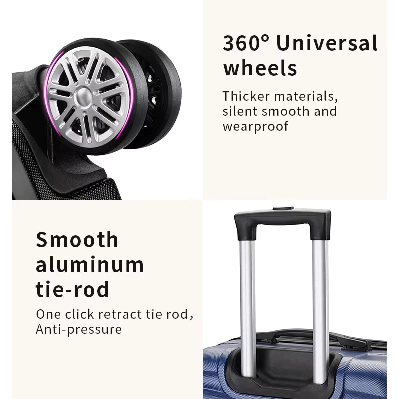 Plain travel luggage bag 16inch 20inch 24inch ABS material suitcase beg bagasi