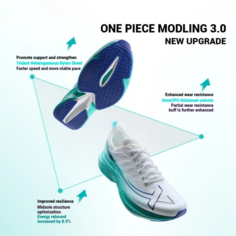 XTEP One Piece Modeling 3.0 Men Running Shoes 3D Printing Rebound Wear-Resistant Unisex Outdoor Sports Shoe