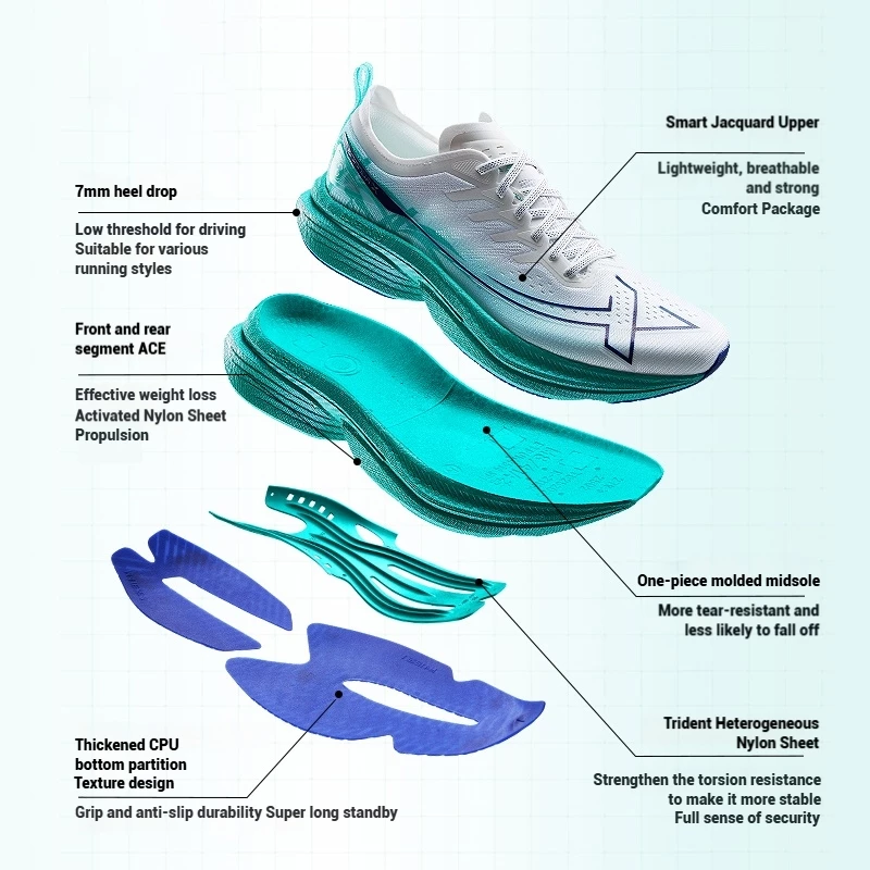 XTEP One Piece Modeling 3.0 Men Running Shoes 3D Printing Rebound Wear-Resistant Unisex Outdoor Sports Shoe