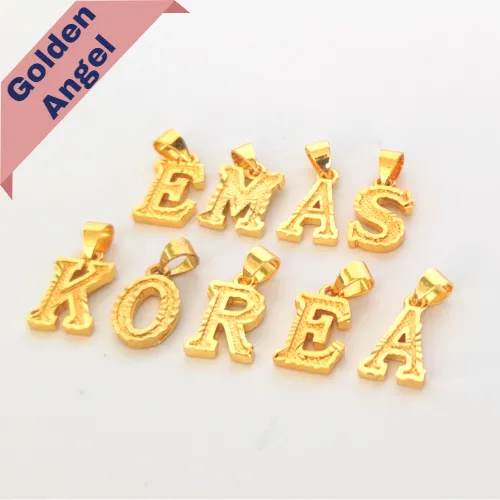 Gold Plated Pendant Alphabet Emas Sadur Emas Korea Loket Huruf