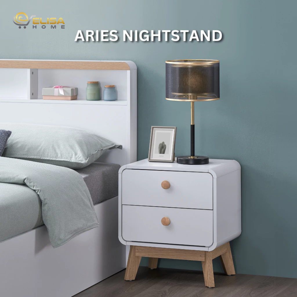 ELISA HOME Aries Nightstand Bedside Table Side Table/Meja Tepi Katil