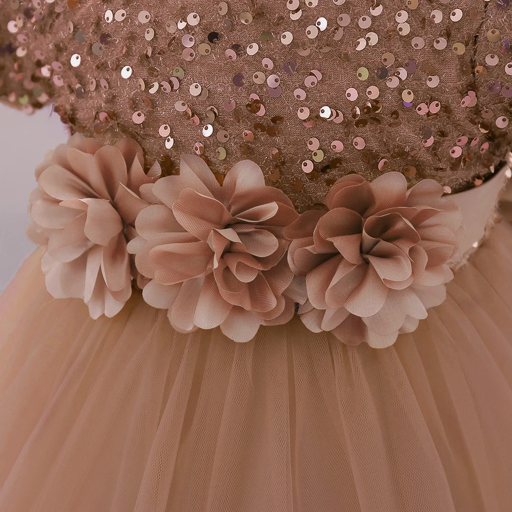 Flower Sequin 1st Birthday Dress For Baby Girl Clothes Baptism