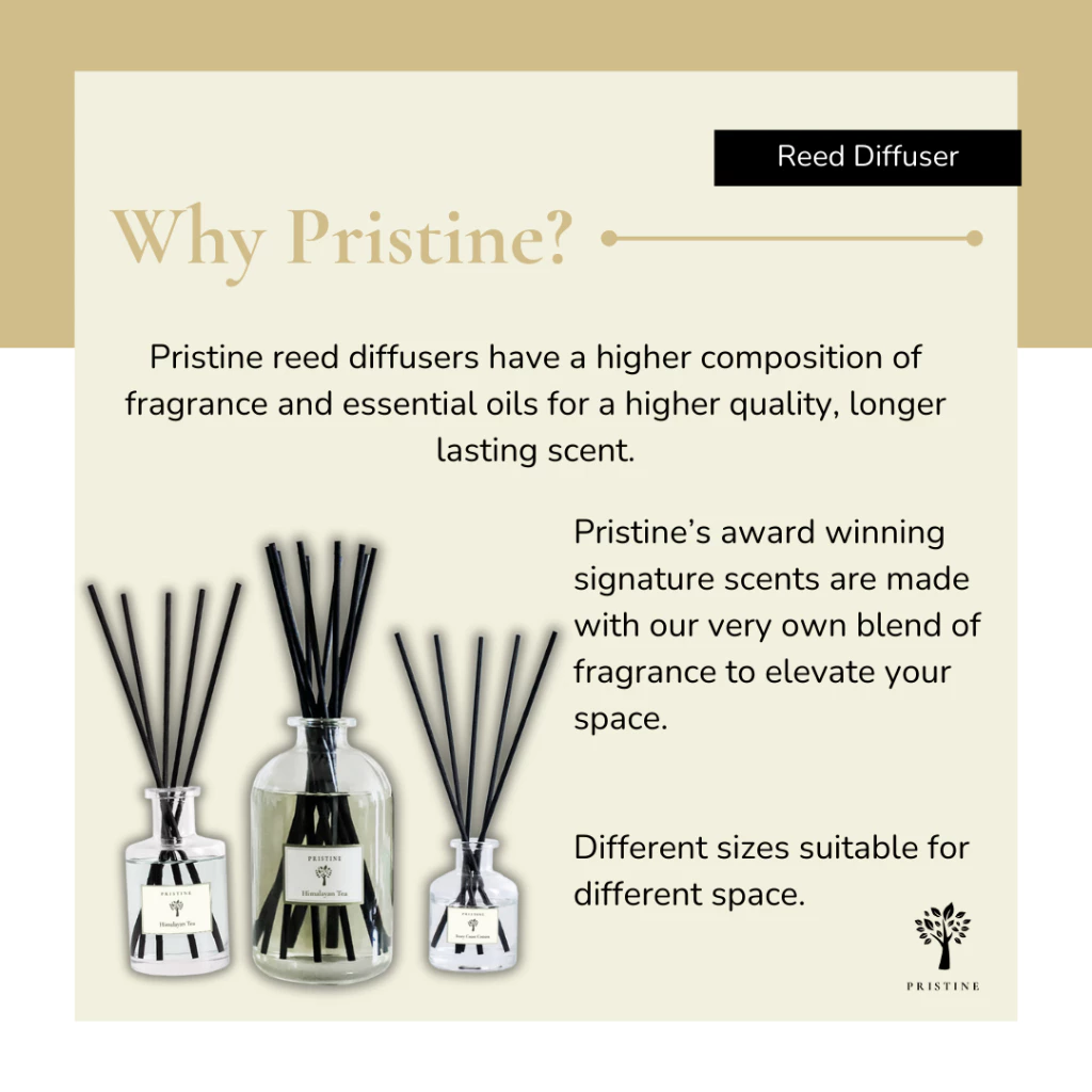 Pristine Reed Diffuser | Signature Scent | Essential Oil | Award Winning | 50ml | For Home Decor