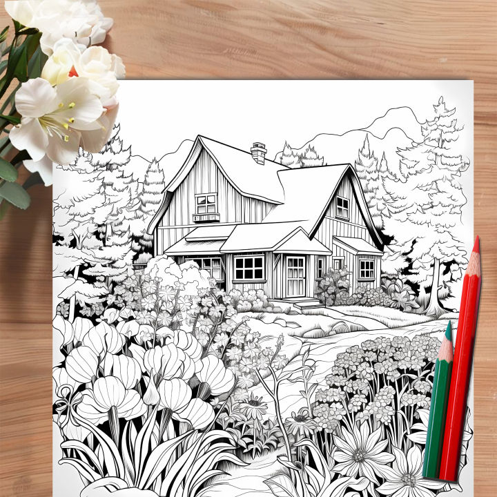 Adult Picture Book: Countryside Coloring Book with Realistic Scenic Landscapes for Relaxation and Creativity