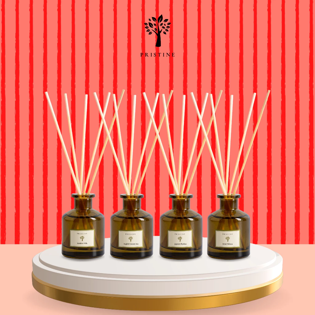 Pristine Reed Diffuser 4 Pack Bundle | Hotel | Essential Oil | 4-Room Set | 50ml | For Decor