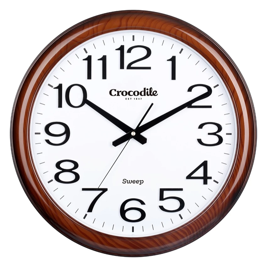 Crocodile 48 x 5.4 cm Classical Sweep Movement Wooden Pattern 3D Arabic Numeral Round Shape Wall Clock model CW8922