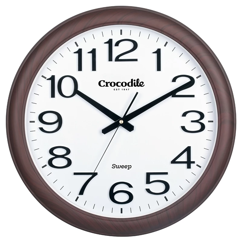 Crocodile 48 x 5.4 cm Classical Sweep Movement Wooden Pattern 3D Arabic Numeral Round Shape Wall Clock model CW8922