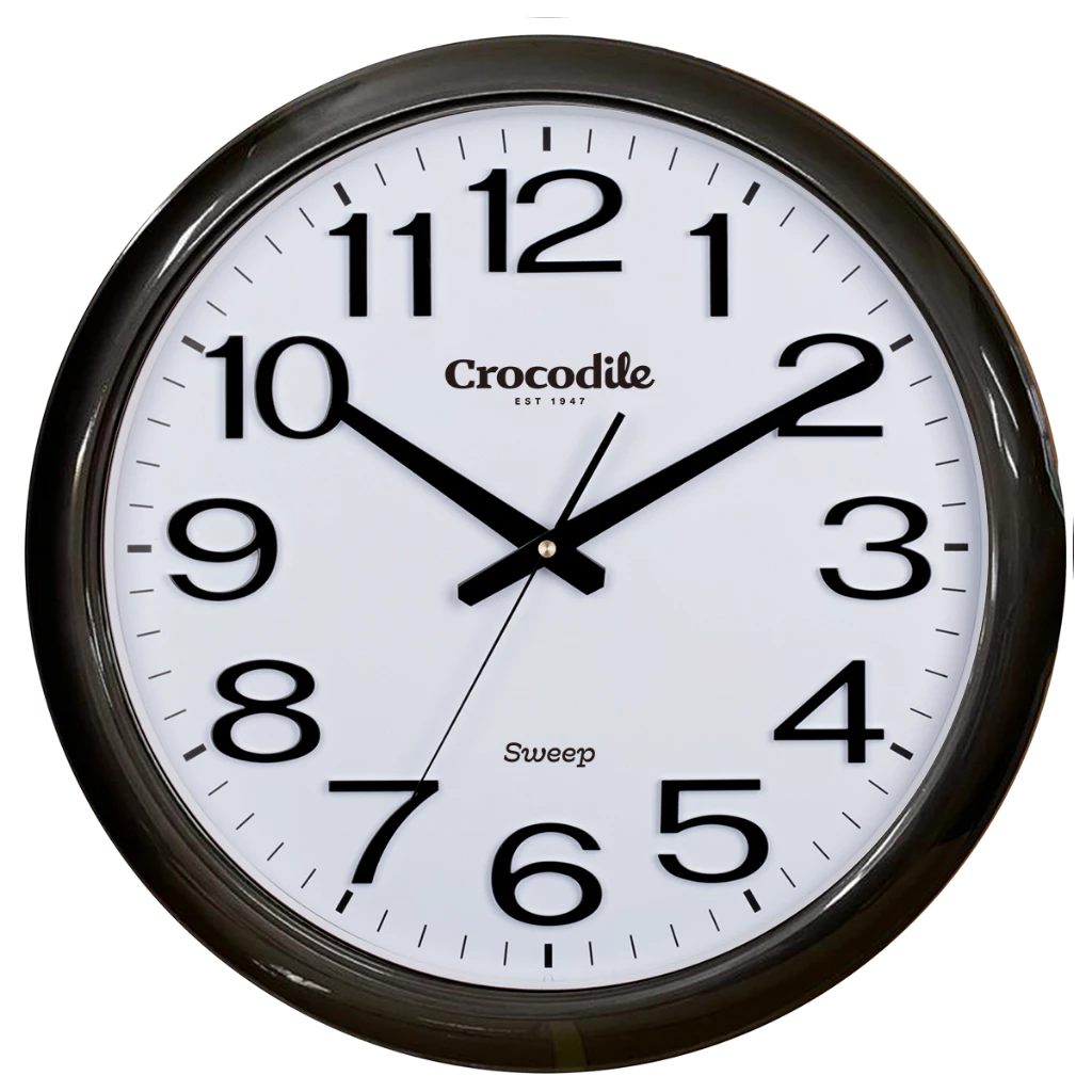 Crocodile 48 x 5.4 cm Classical Sweep Movement Wooden Pattern 3D Arabic Numeral Round Shape Wall Clock model CW8922