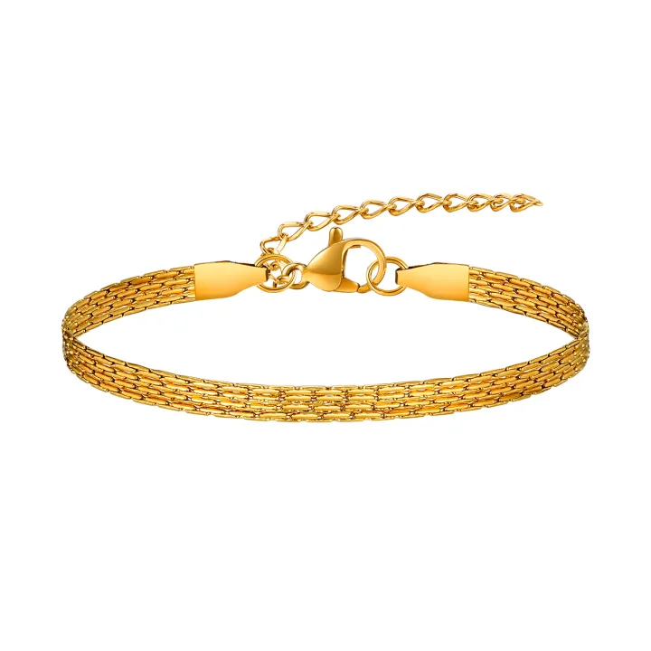 Vnox Stylish Gold-Tone Beaded Chain Bracelet for Women, Layered Charm Wristband, Perfect Fashion Jewelry for Birthday Gifts