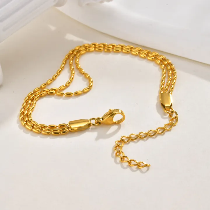 Vnox Stylish Gold-Tone Beaded Chain Bracelet for Women, Layered Charm Wristband, Perfect Fashion Jewelry for Birthday Gifts