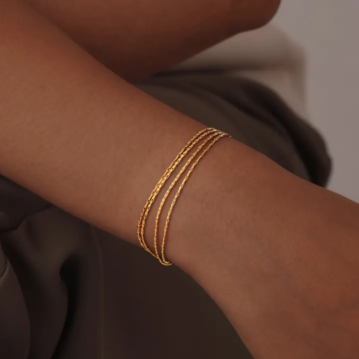 Vnox Stylish Gold-Tone Beaded Chain Bracelet for Women, Layered Charm Wristband, Perfect Fashion Jewelry for Birthday Gifts