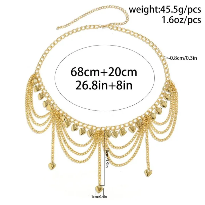 SALTBLOOM Silver Metal Body Chain Body Jewelry Gold Pearl Tassel Waist Chain Tassels Star Women