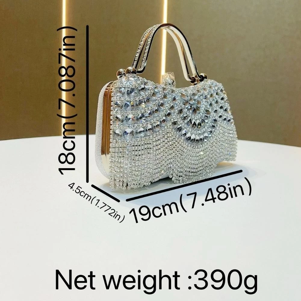 MELODIX Evening Clutch Purse, with Diamond Chain Handbag, Formal Sparkling Tassel Square Clutch Bag Wedding Occasion